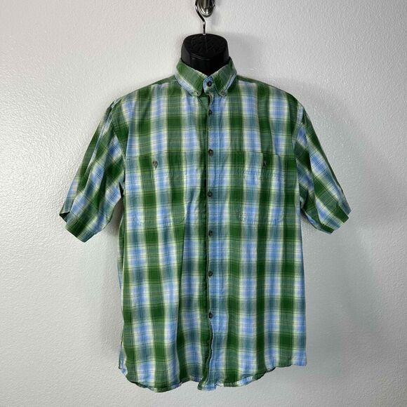 Wrangler Other - Vintage Wrangler Mens Rugged Wear Shirt Plaid Short Sleeve Cotton Size Large